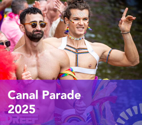 Fabricio Albuquerque and Jake at the Canal Parade 2025 in Amsterdam.